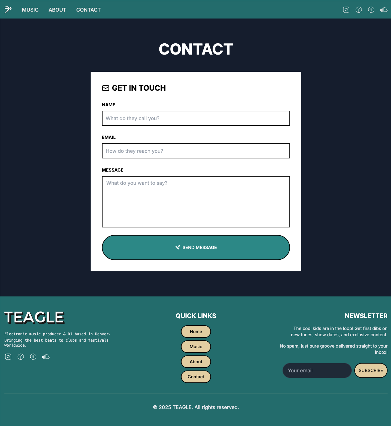Fully functioning booking/contact form